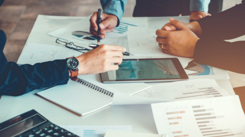 Close up of documents on a table
